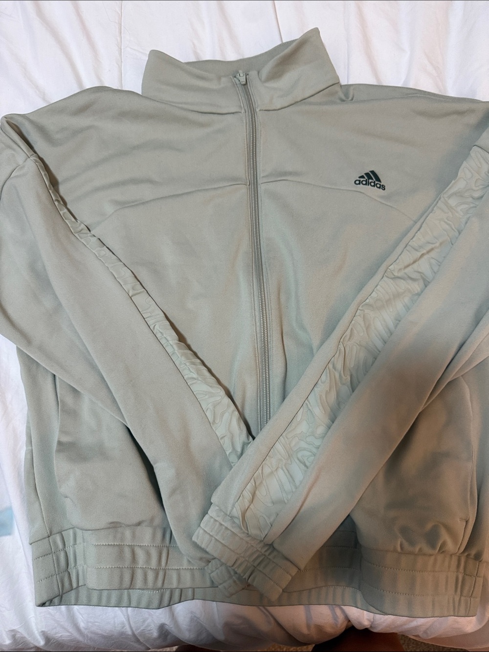 adidas Sage Green High-Neck Zip Track Jacket
